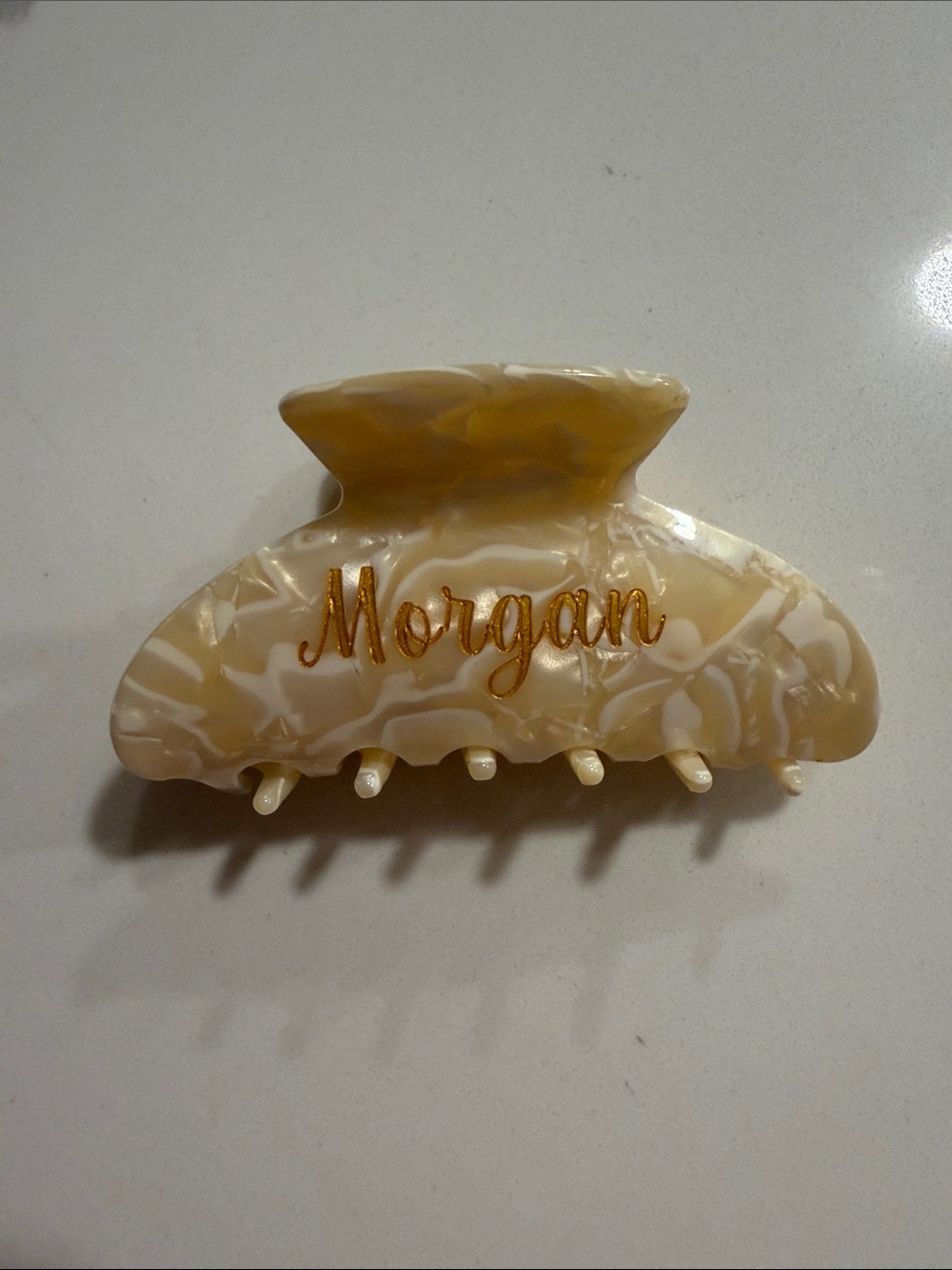 Ivory Marbled Hair Claw Clip